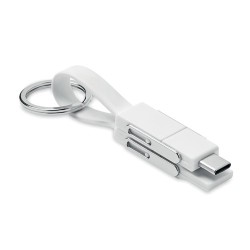 Porte-clés 4 en 1 Personnalisé avec Câble de Chargement - KEY C Matières : métal Couleurs : blanc