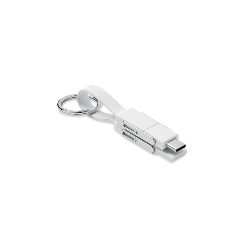 Porte-clés 4 en 1 Personnalisé avec Câble de Chargement - KEY C Matières : métal Couleurs : blanc