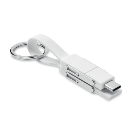 Porte-clés 4 en 1 Personnalisé avec Câble de Chargement - KEY C Matières : métal Couleurs : blanc