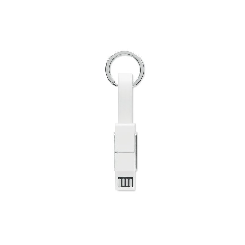 Porte-clés 4 en 1 Personnalisé avec Câble de Chargement - KEY C Matières : métal Couleurs : blanc cadeau entreprise pas cher