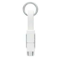 Porte-clés 4 en 1 Personnalisé avec Câble de Chargement - KEY C Matières : métal Couleurs : blanc impression haute définition
