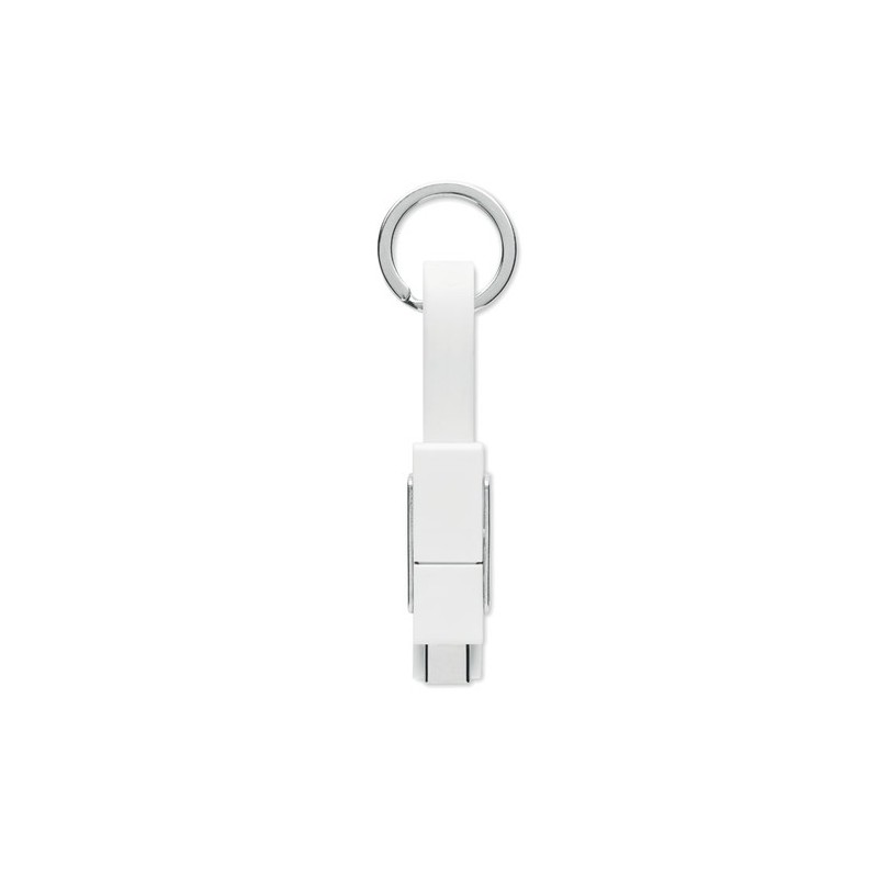 Porte-clés 4 en 1 Personnalisé avec Câble de Chargement - KEY C Matières : métal Couleurs : blanc impression haute définition