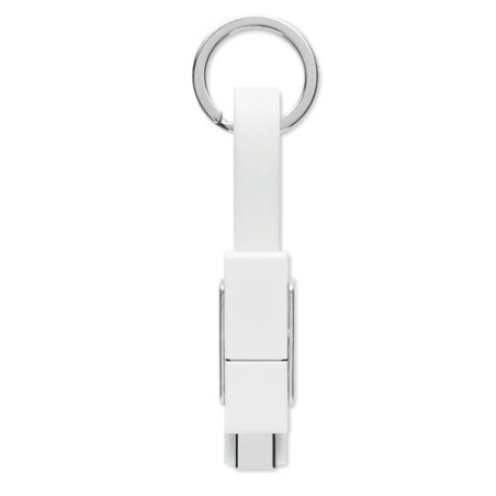 Porte-clés 4 en 1 Personnalisé avec Câble de Chargement - KEY C Matières : métal Couleurs : blanc impression haute définition