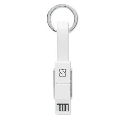 Porte-clés 4 en 1 Personnalisé avec Câble de Chargement - KEY C Matières : métal Couleurs : blanc objet promotionnel éco-respons
