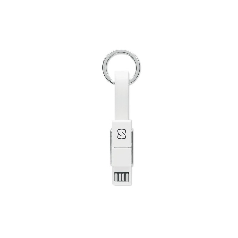 Porte-clés 4 en 1 Personnalisé avec Câble de Chargement - KEY C Matières : métal Couleurs : blanc objet promotionnel éco-respons