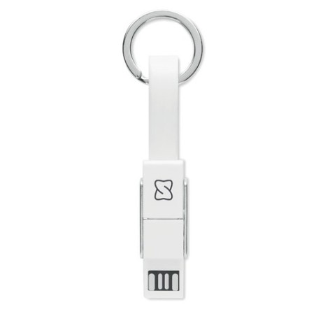 Porte-clés 4 en 1 Personnalisé avec Câble de Chargement - KEY C Matières : métal Couleurs : blanc objet promotionnel éco-respons