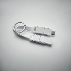 Porte-clés 4 en 1 Personnalisé avec Câble de Chargement - KEY C Matières : métal Couleurs : blanc cadeau collaborateur premium