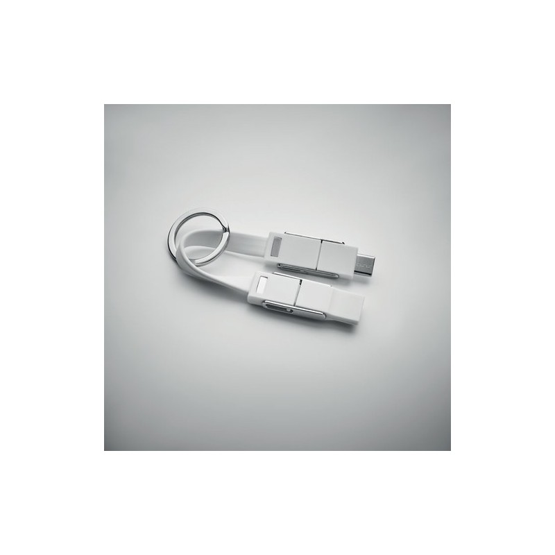 Porte-clés 4 en 1 Personnalisé avec Câble de Chargement - KEY C Matières : métal Couleurs : blanc cadeau collaborateur premium