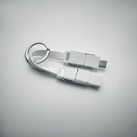 Porte-clés 4 en 1 Personnalisé avec Câble de Chargement - KEY C Matières : métal Couleurs : blanc cadeau collaborateur premium