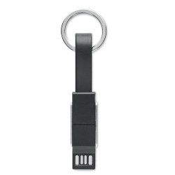 Porte-clés 4 en 1 Personnalisé avec Câble de Chargement - KEY C Matières : métal Couleurs : noir goodies publicitaire événementi