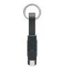 Porte-clés 4 en 1 Personnalisé avec Câble de Chargement - KEY C Matières : métal Couleurs : noir marquage laser ultra précis