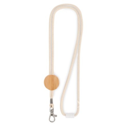 Lanyard en coton personnalisé  - KARA Matières : coton Couleurs : beige personnalisable avec votre logo