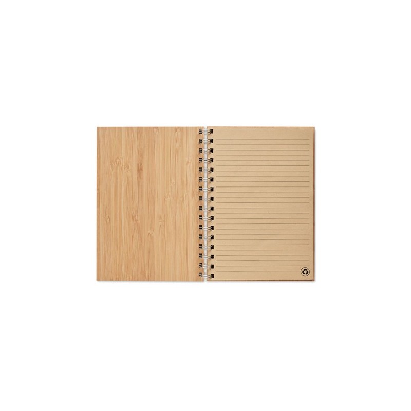 Carnet à spirale A5  en bambou personnalisé - BRAM Matières : bambou Couleurs : bois cadeau entreprise pas cher