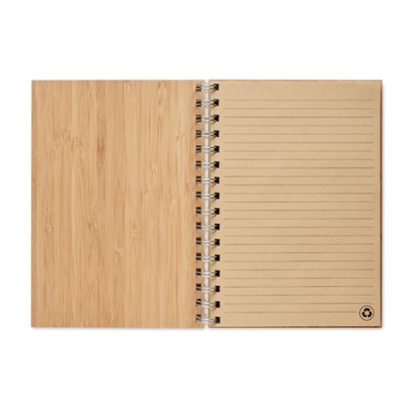 Carnet à spirale A5  en bambou personnalisé - BRAM Matières : bambou Couleurs : bois cadeau entreprise pas cher