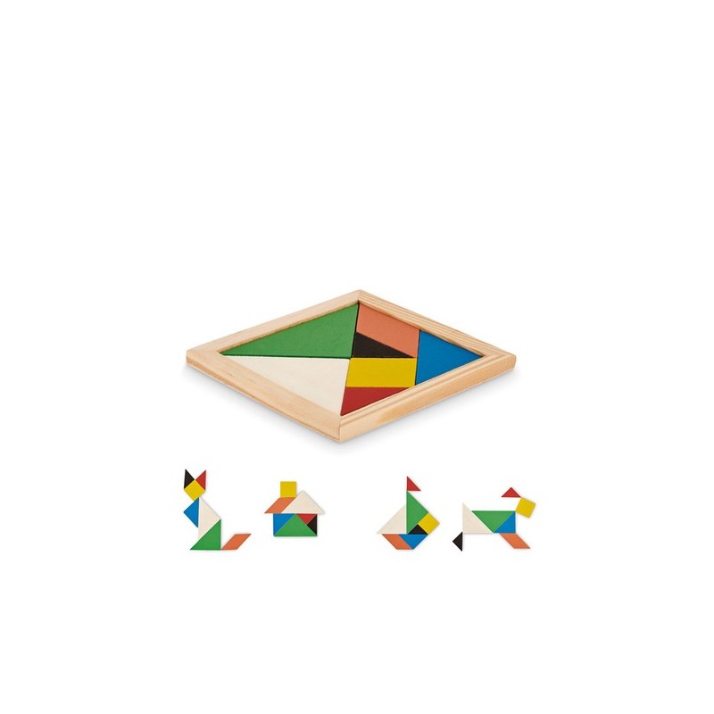 Puzzle Tangram en Bois Coloré - Jeu de Patience Puzzle Tangram en Bois Coloré - Jeu de Patience