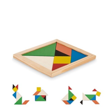 Puzzle Tangram en Bois Coloré - Jeu de Patience Puzzle Tangram en Bois Coloré - Jeu de Patience