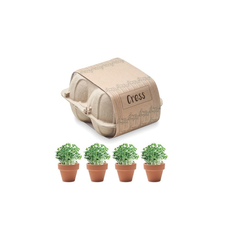 Kit de culture  et pratique personnalisé de cresson Couleurs : beige Matières : terre cuite