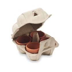 Kit de culture  et pratique personnalisé de cresson Couleurs : beige Matières : terre cuite cadeau entreprise pas cher