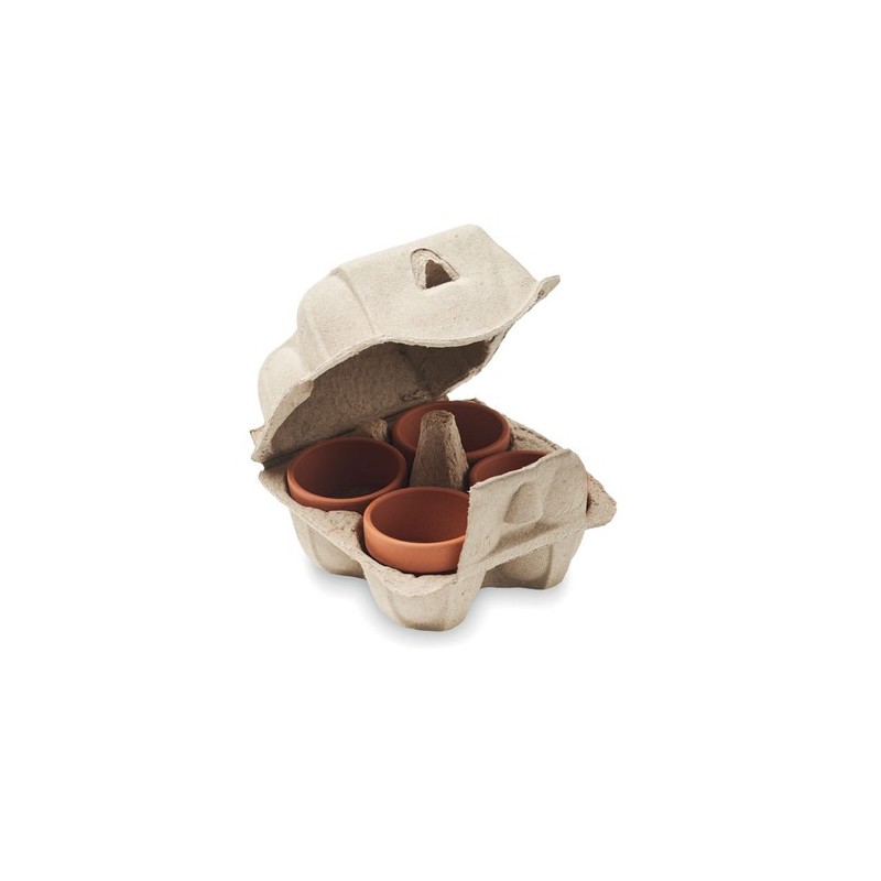 Kit de culture  et pratique personnalisé de cresson Couleurs : beige Matières : terre cuite cadeau entreprise pas cher