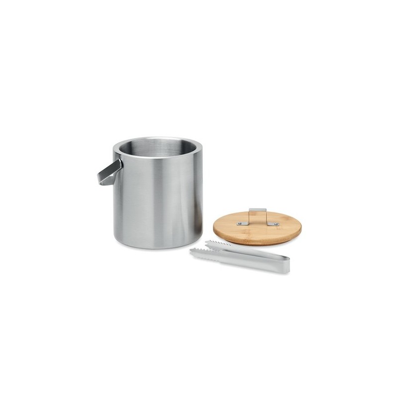 Seau à glace personnalisé 1.2L  - KOKKOLA Matières : acier inoxydable Couleurs : argenté mat personnalisable avec votre logo