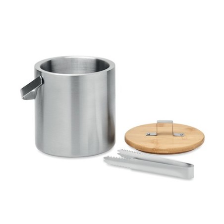 Seau à glace personnalisé 1.2L  - KOKKOLA Matières : acier inoxydable Couleurs : argenté mat personnalisable avec votre logo