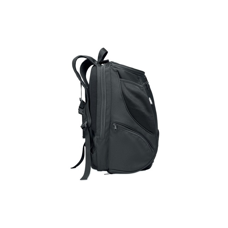 Sac à dos de sport  et personnalisable en RPET 600D - OLYMPIC Matières : PET Couleurs : noir impression haute définition