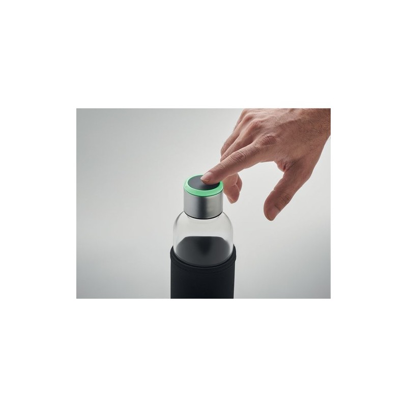 Bouteille à Rappel en Verre Personnalisée - INDER Matières : borosilicate Couleurs : noir goodies publicitaire événementiel
