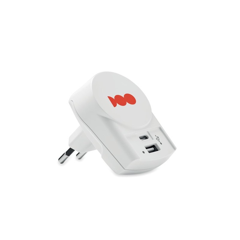 Chargeur USB Éco-responsable Universel 27W - Skross Euro Matières : ABS Couleurs : blanc marquage laser ultra précis