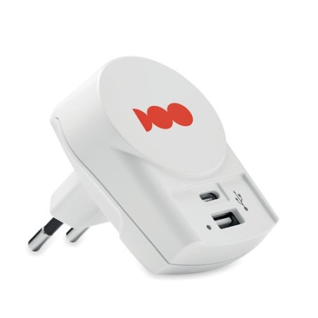 Chargeur USB Éco-responsable Universel 27W - Skross Euro Matières : ABS Couleurs : blanc marquage laser ultra précis