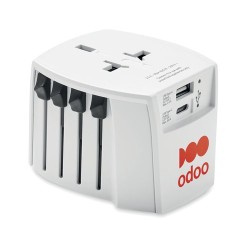 Adaptateur Universel Pratique A/C USB Personnalisé Skross MUV Matières : ABS Couleurs : blanc goodies publicitaire événementiel