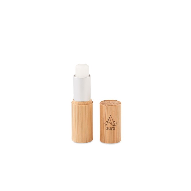 Baume à Lèvres Éco-responsable en Tube Bambou Personnalisé - GLOSS LUX Matières : cire Couleurs : bois cadeau entreprise pas che