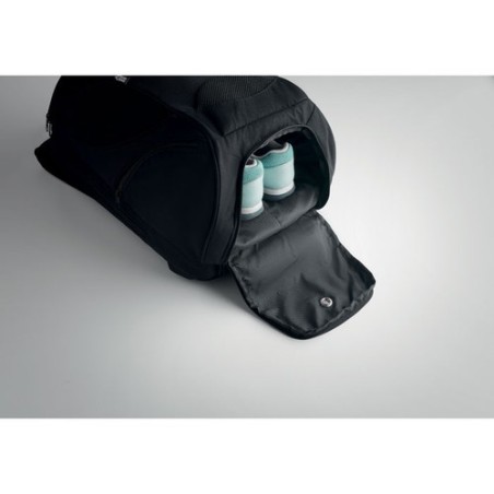 Sac à dos de sport  et personnalisable en RPET 600D - OLYMPIC Matières : PET Couleurs : noir objet promotionnel éco-responsable