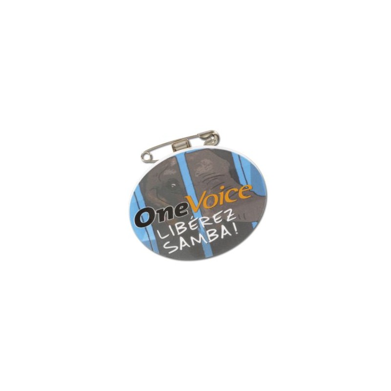 Badge Plastique Éco-responsable avec Pince Épingle - BADGE PLASTIQUE (PS) personnalisable avec votre logo