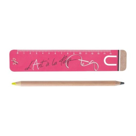 Kit Bureau Personnalisé Bi-Couleur Fluo avec Règle et Crayon - P NAT goodies publicitaire événementiel