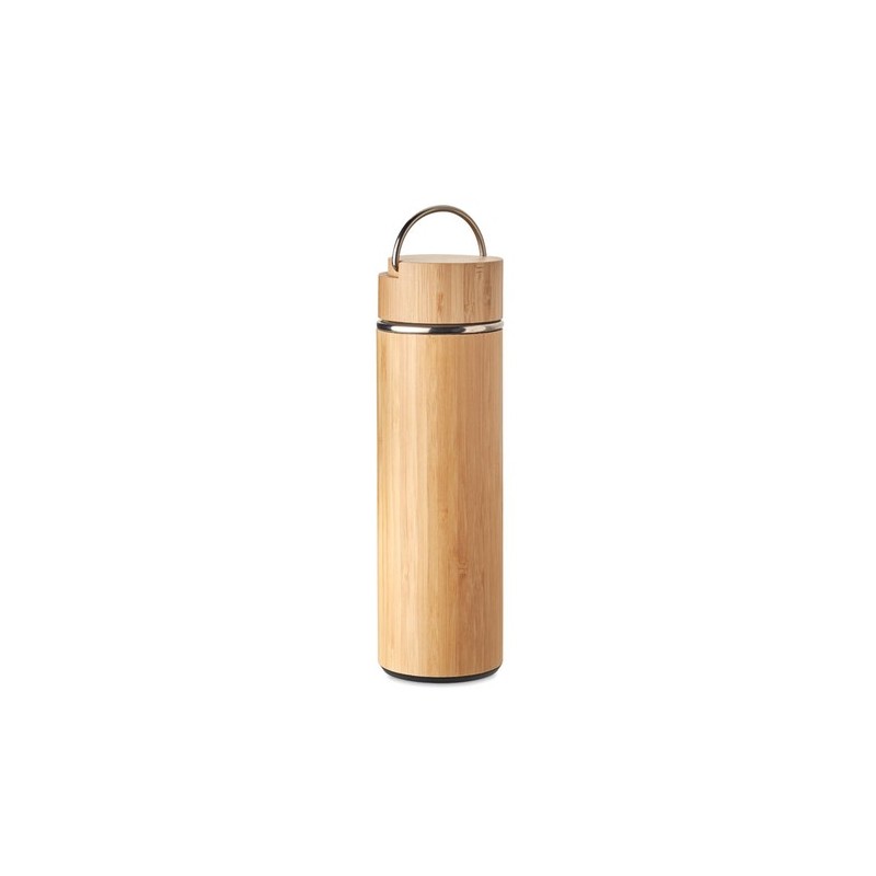 Bouteille isotherme double paroi 400 ml en acier inox personnalisée TAMPERE Matières : acier inoxydable Couleurs : bois