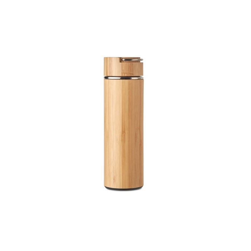 Bouteille isotherme double paroi 400 ml en acier inox personnalisée TAMPERE Matières : acier inoxydable Couleurs : bois personna