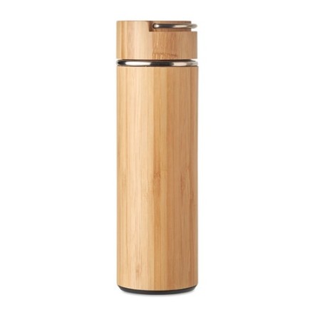 Bouteille isotherme double paroi 400 ml en acier inox personnalisée TAMPERE Matières : acier inoxydable Couleurs : bois personna