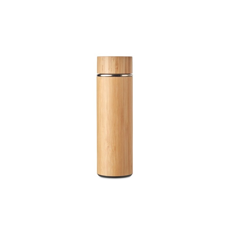 Bouteille isotherme double paroi 400 ml en acier inox personnalisée TAMPERE Matières : acier inoxydable Couleurs : bois cadeau e
