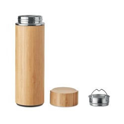 Bouteille isotherme double paroi 400 ml en acier inox personnalisée TAMPERE Matières : acier inoxydable Couleurs : bois impressi