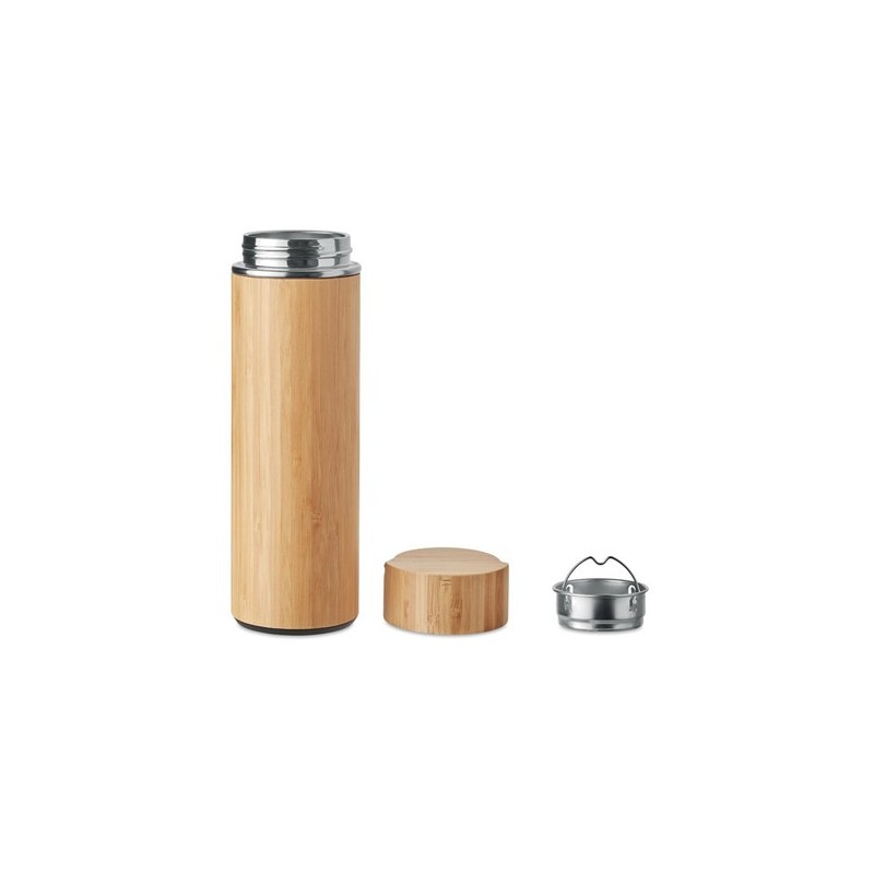 Bouteille isotherme double paroi 400 ml en acier inox personnalisée TAMPERE Matières : acier inoxydable Couleurs : bois impressi