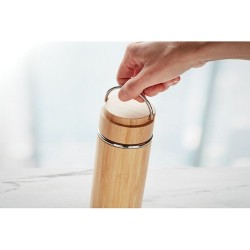 Bouteille isotherme double paroi 400 ml en acier inox personnalisée TAMPERE Matières : acier inoxydable Couleurs : bois marquage