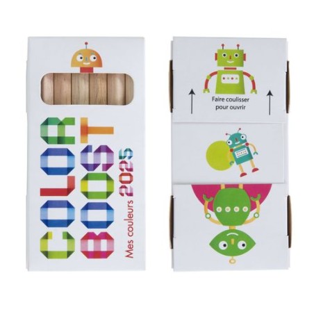 Étui Éco-responsable Personnalisable pour 6 Crayons Aquarellables 8,7 - Crayons COUL marquage laser ultra précis