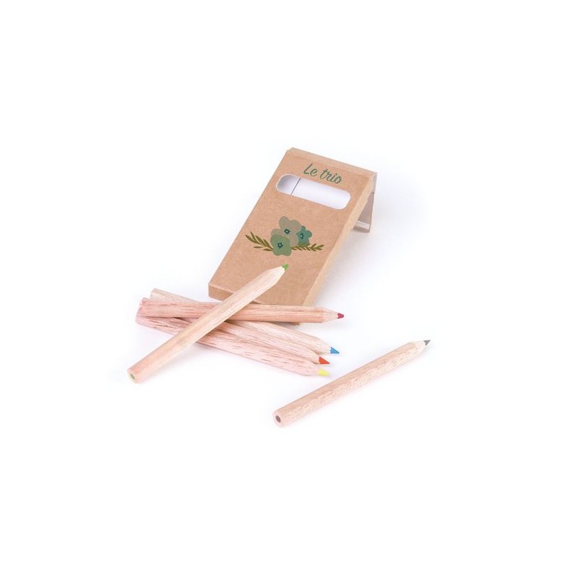 Étui Éco-responsable Personnalisable pour 6 Crayons Aquarellables 8,7 - Crayons COUL objet promo petit budget