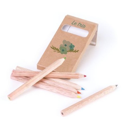 Étui Éco-responsable Personnalisable pour 6 Crayons Aquarellables 8,7 - Crayons COUL objet promo petit budget
