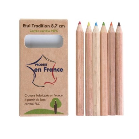 Étui Éco-responsable Personnalisable pour 6 Crayons Aquarellables 8,7 - Crayons COUL goodies publicitaire durable