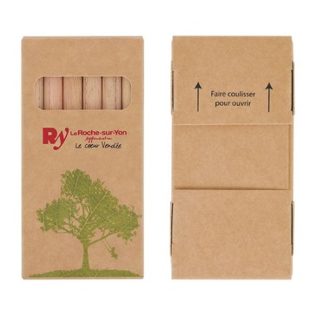 Étui Éco-responsable Personnalisable pour 6 Crayons Aquarellables 8,7 - Crayons COUL objet promotionnel éco-responsable