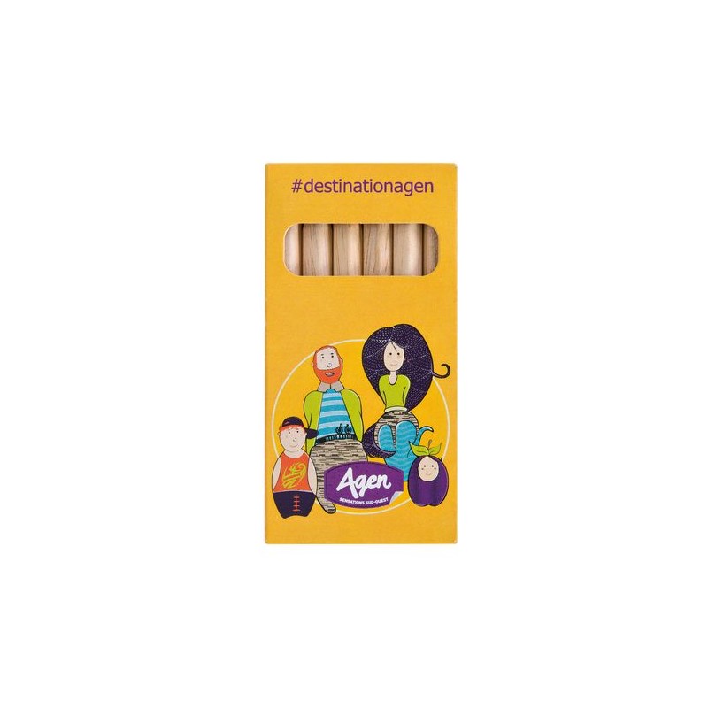 Étui Éco-responsable Personnalisable pour 6 Crayons Aquarellables 8,7 - Crayons COUL goodies personnalisé en stock