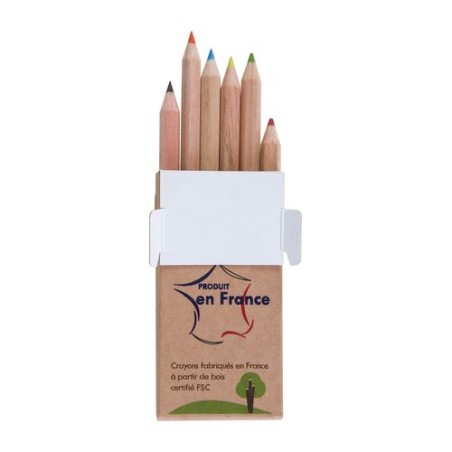 Étui Éco-responsable Personnalisable pour 6 Crayons Aquarellables 8,7 - Crayons COUL personnalisation rapide en France