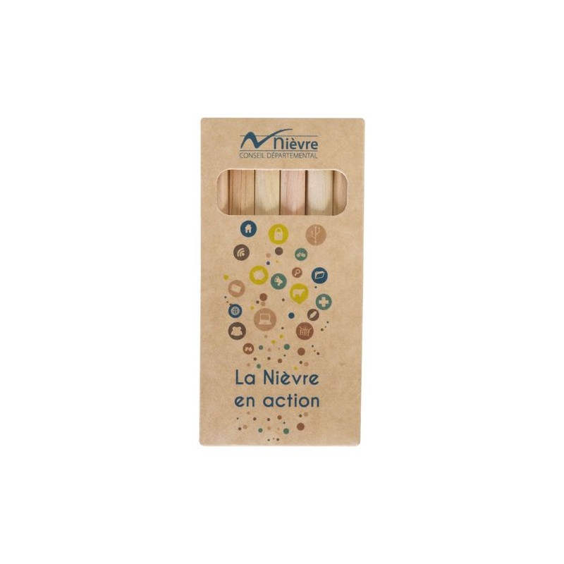 Étui Éco-responsable Personnalisable pour 6 Crayons Aquarellables 8,7 - Crayons COUL impression logo haute qualité