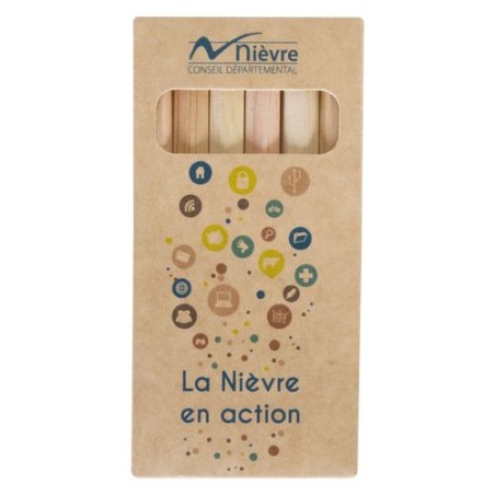 Étui Éco-responsable Personnalisable pour 6 Crayons Aquarellables 8,7 - Crayons COUL impression logo haute qualité